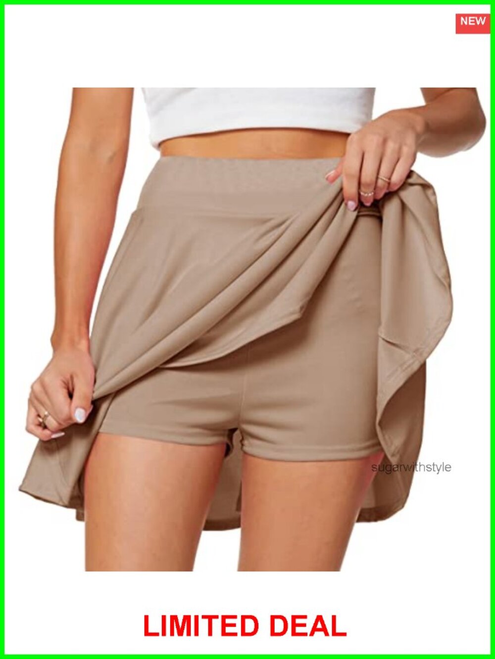 A-Line Flared Pleated Mini Skater Skirt with Built-in Shorts